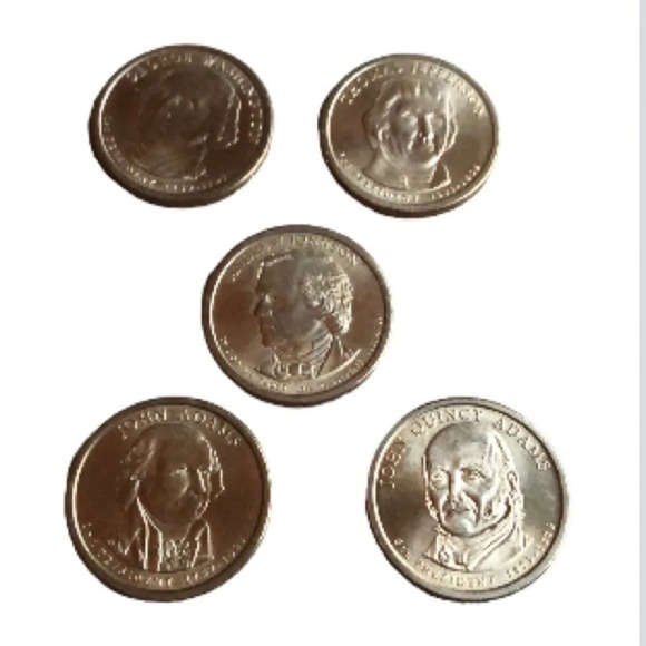 5 Presidental goldtone dollars - Picture 1 of 8